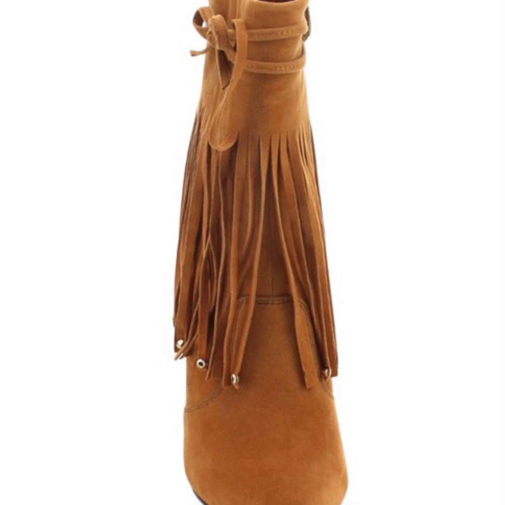 Machi Peri-1 Woman’s Fashion Stiletto High Heel Gold Studded Fringe Boots! - Picture 4 of 8